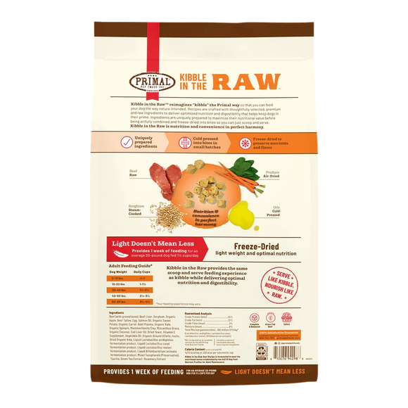 Primal - Kibble In The Raw - Beef Recipe (Dog Food)