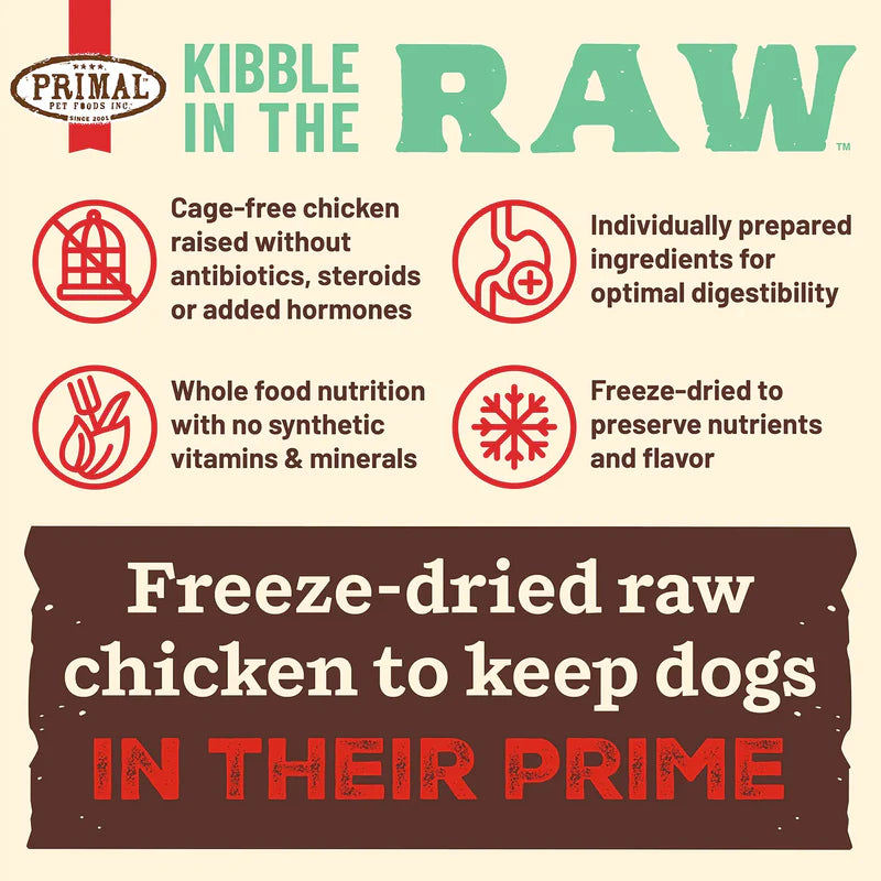 Primal - Kibble In The Raw - Chicken Recipe (Dog Food)