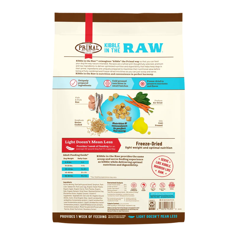 Primal - Kibble In The Raw - Fish & Pork Recipe (Dog Food)
