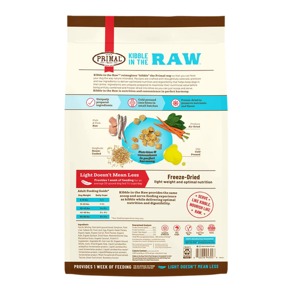 Primal - Kibble In The Raw - Fish & Pork Recipe (Dog Food)