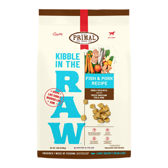 Primal - Kibble In The Raw - Fish & Pork Recipe (Dog Food)
