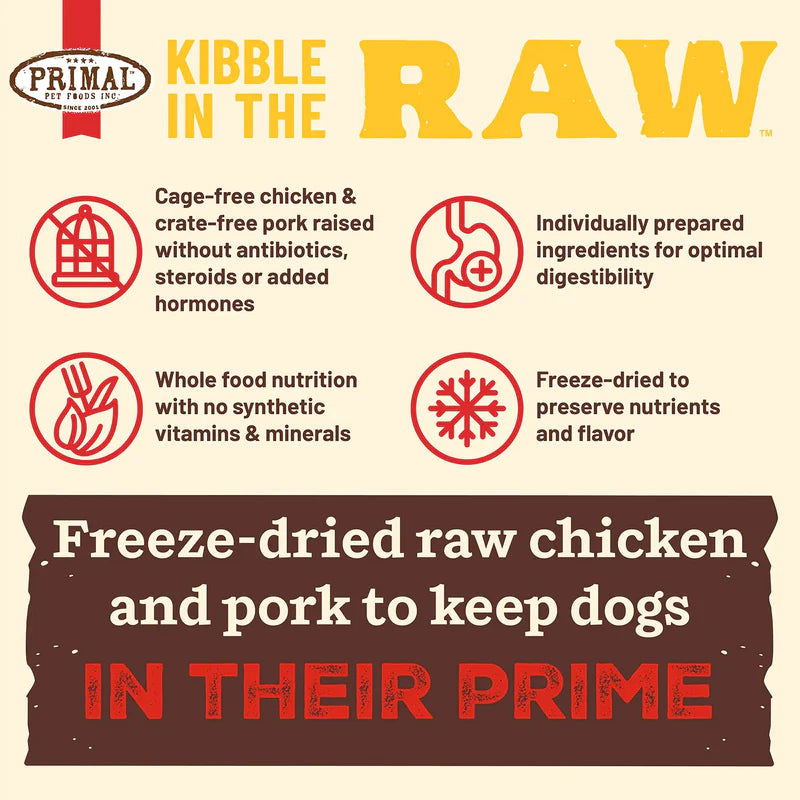 Primal - Kibble In The Raw - Puppy Chicken & Pork Recipe (Dog Food)