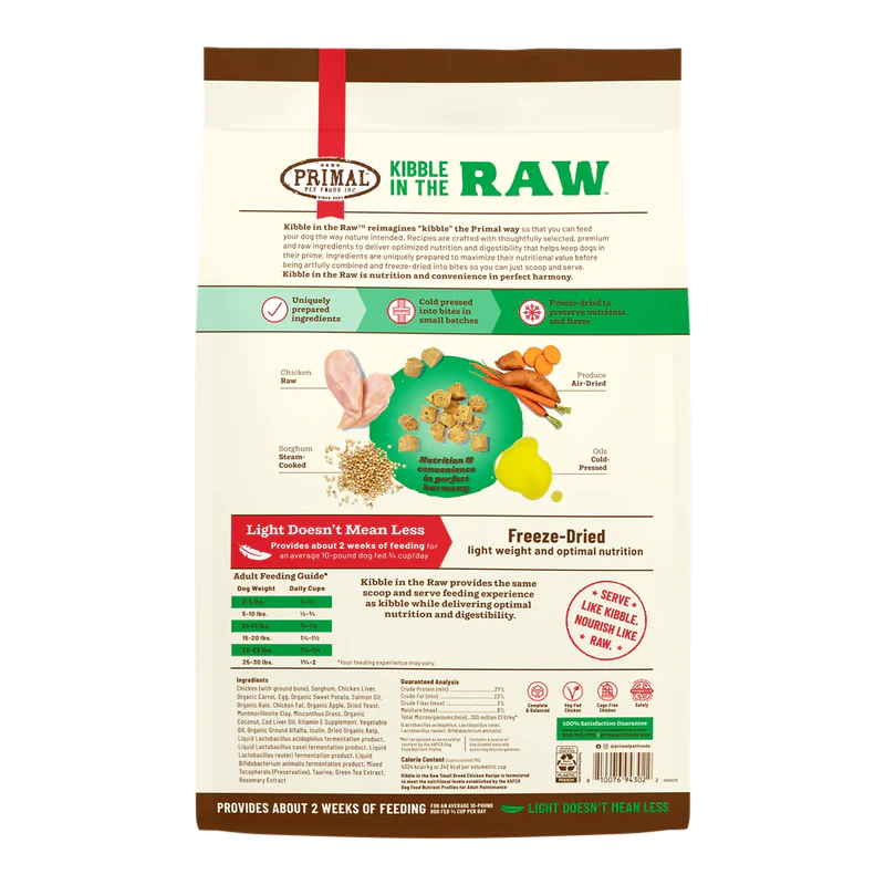 Primal - Kibble In The Raw - Small Breed Chicken Recipe (Dog Food)