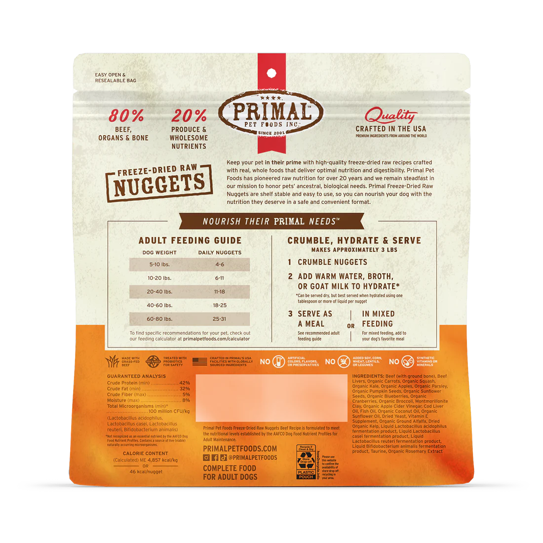 Primal - Nuggets - Freeze Dried Nuggets - Beef Formula (Dog Food)