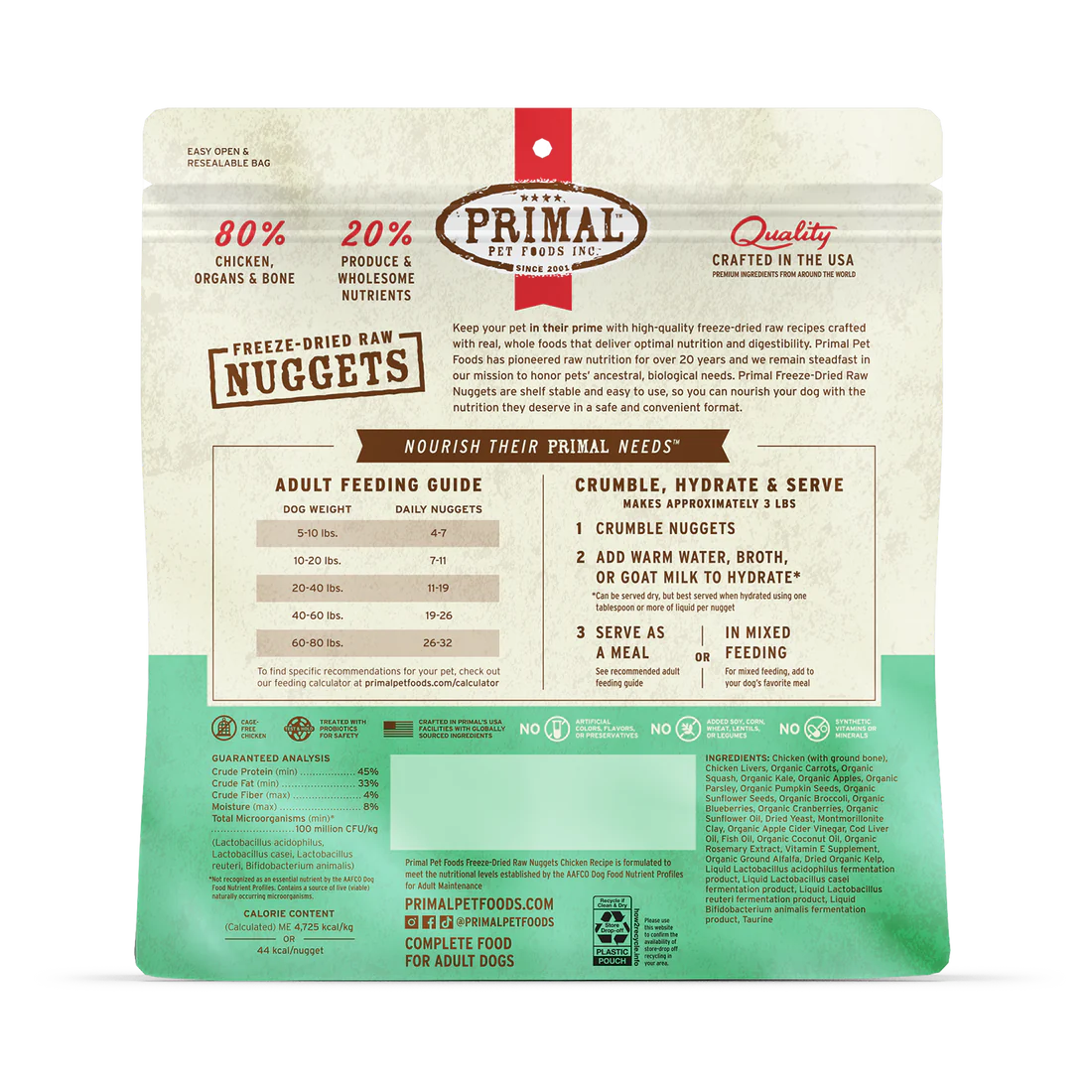 Primal - Nuggets - Freeze Dried Nuggets - Chicken Formula (Dog Food)
