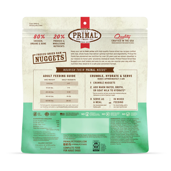 Primal - Nuggets - Freeze Dried Nuggets - Chicken Formula (Dog Food)