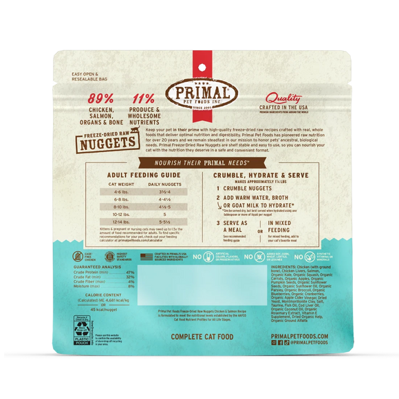 Primal - Nuggets - Freeze Dried Nuggets - Chicken & Salmon Formula (Cat Food)