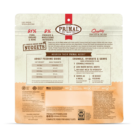 Primal - Nuggets - Freeze Dried Nuggets - Pork Formula (Cat Food)