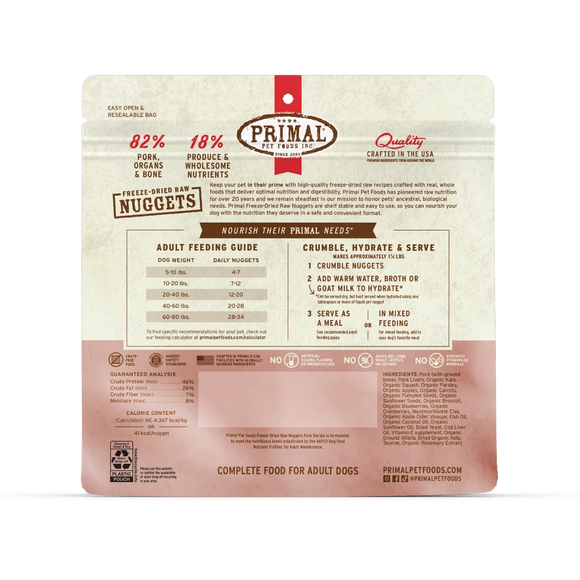 Primal - Nuggets - Freeze Dried Nuggets - Pork Formula (Dog Food)
