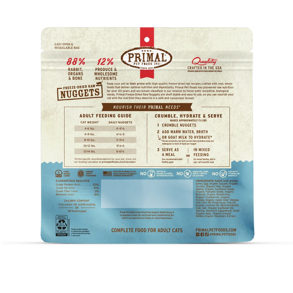 Primal - Nuggets - Freeze Dried Nuggets - Rabbit Formula (Cat Food)