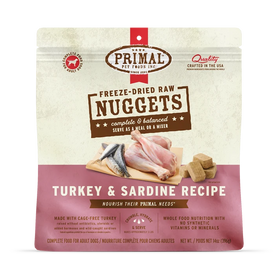 Primal - Nuggets - Freeze Dried Nuggets - Turkey & Sardine Formula (Dog Food)