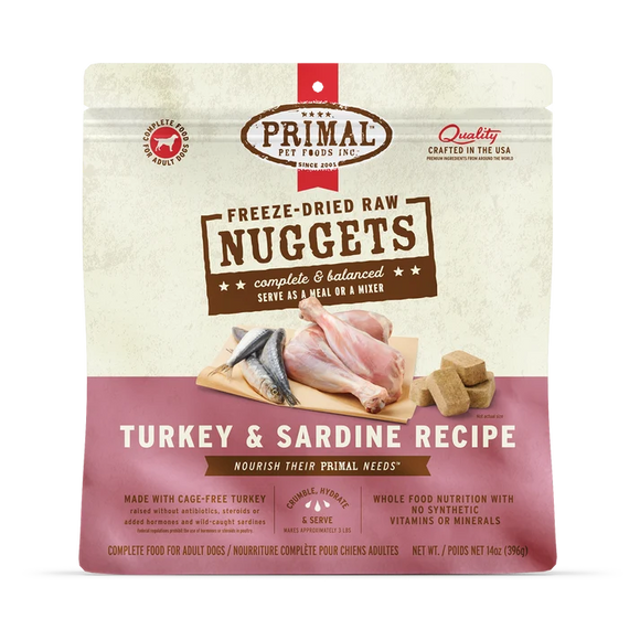 Primal - Nuggets - Freeze Dried Nuggets - Turkey & Sardine Formula (Dog Food)