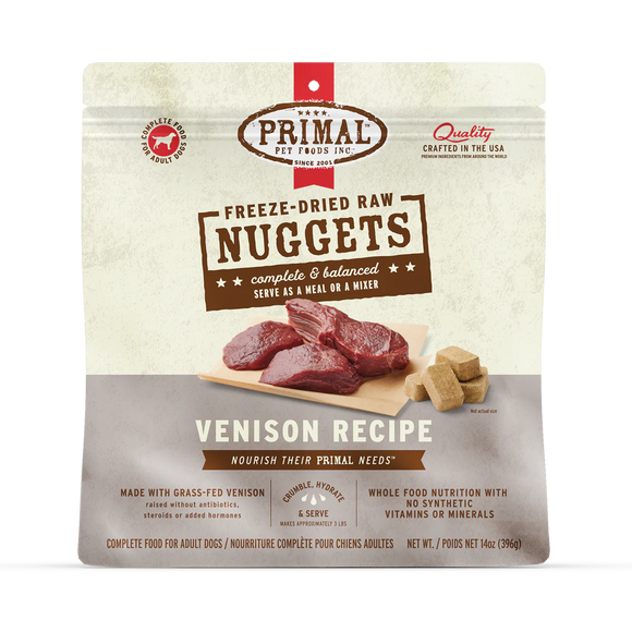 Primal - Nuggets - Freeze Dried Nuggets - Venison Formula (Dog Food)