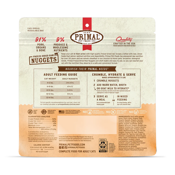 Primal - Nuggets - Raw Pork (For Cats) - Frozen Product