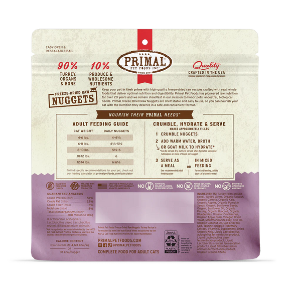 Primal - Nuggets - Raw Turkey (For Cats) - Frozen Product