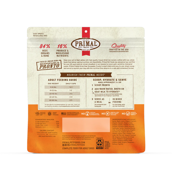 Primal - Pronto - Freeze Dried Raw Pronto - Beef Recipe (For Dogs)