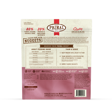 Primal Frozen Raw Turkey & Salmon Nuggets for Dogs 3lb
