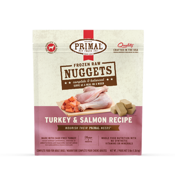 Primal Frozen Raw Turkey & Salmon Nuggets for Dogs 3lb