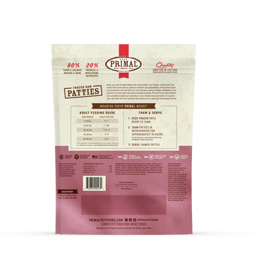 Primal Frozen Raw Turkey & Salmon Patties for Dogs