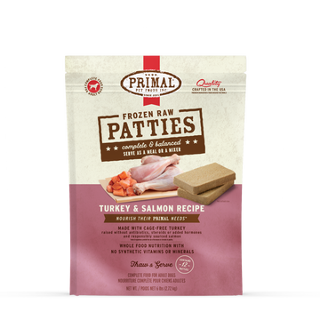 Primal Frozen Raw Turkey & Salmon Patties for Dogs