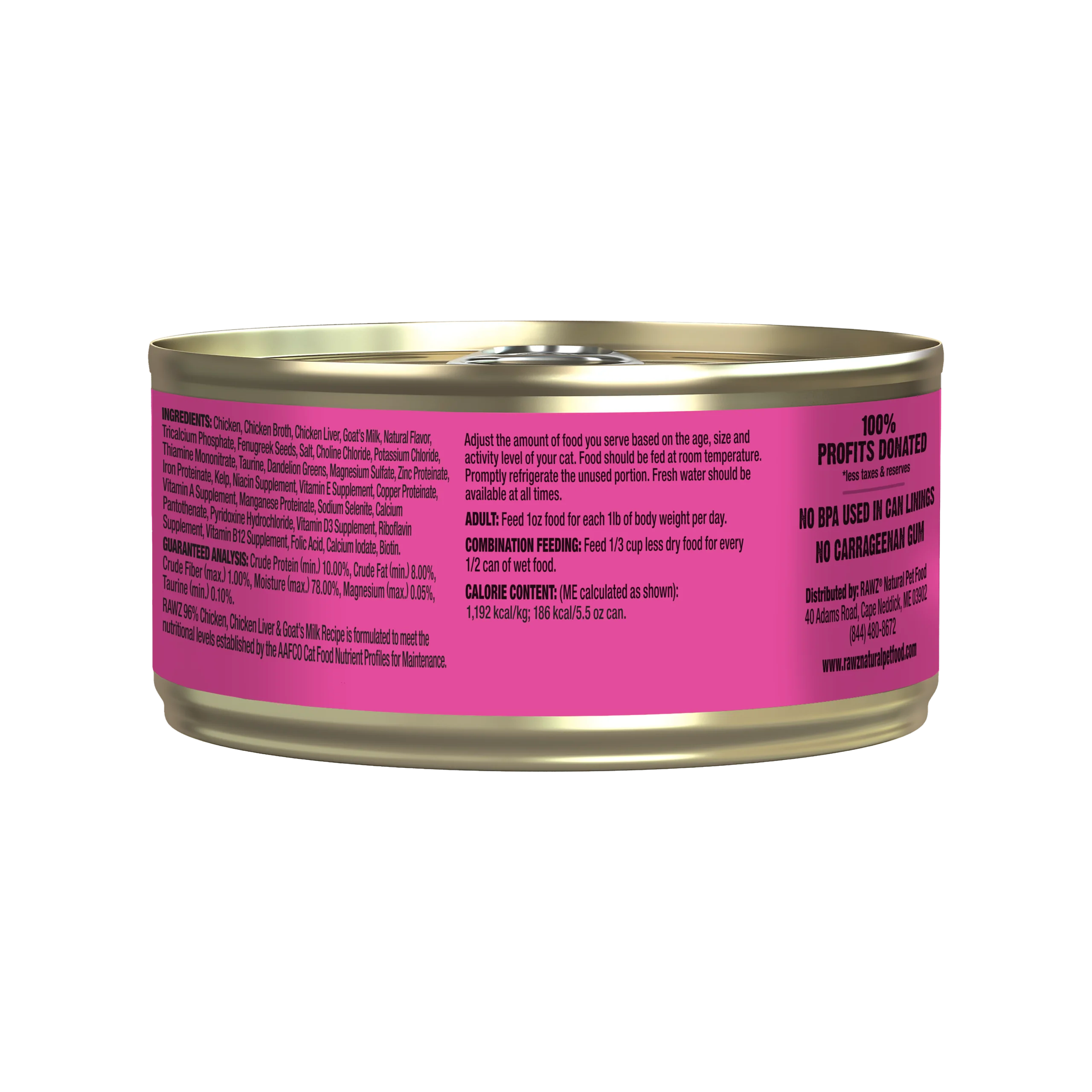 RAWZ - 96% Chicken, Chicken Liver & Goat Milk (Wet Cat Food)