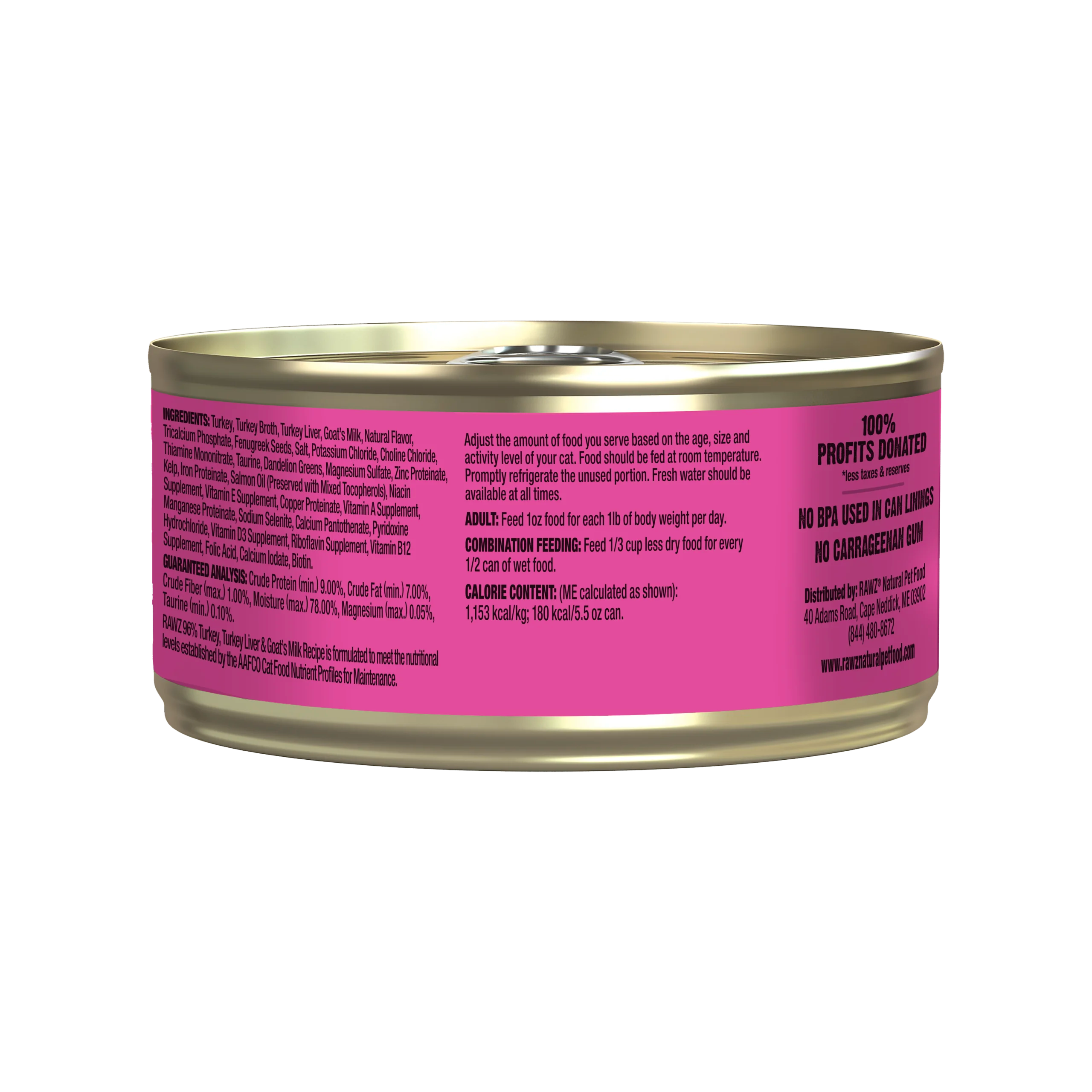 RAWZ - 96% Turkey & Turkey Liver & Goat Milk (Wet Cat Food)