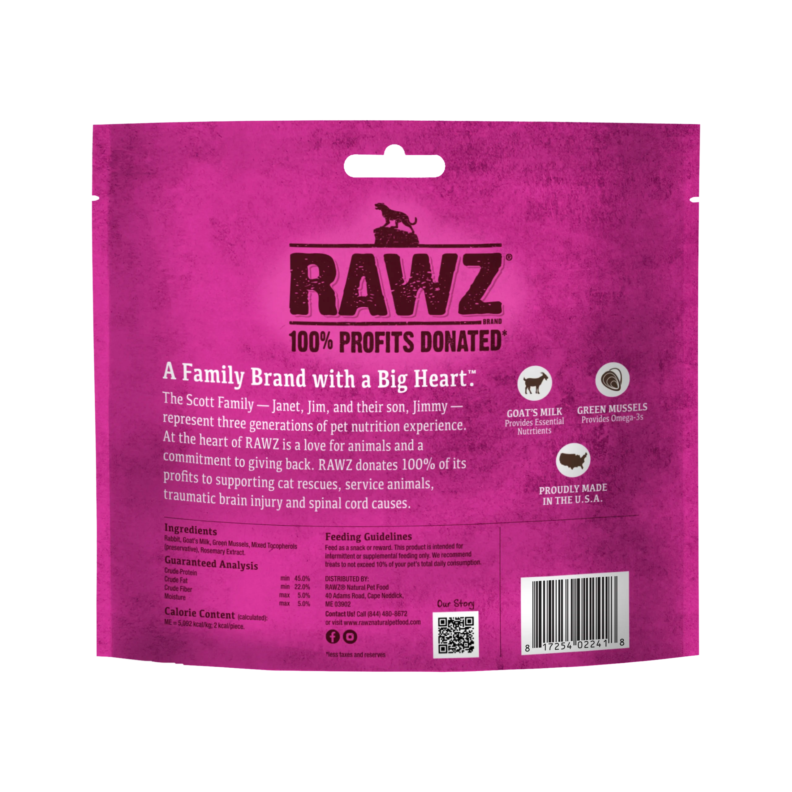 RAWZ - Raw Freeze Dried Rabbit & Goat Milk (Cat Treat)