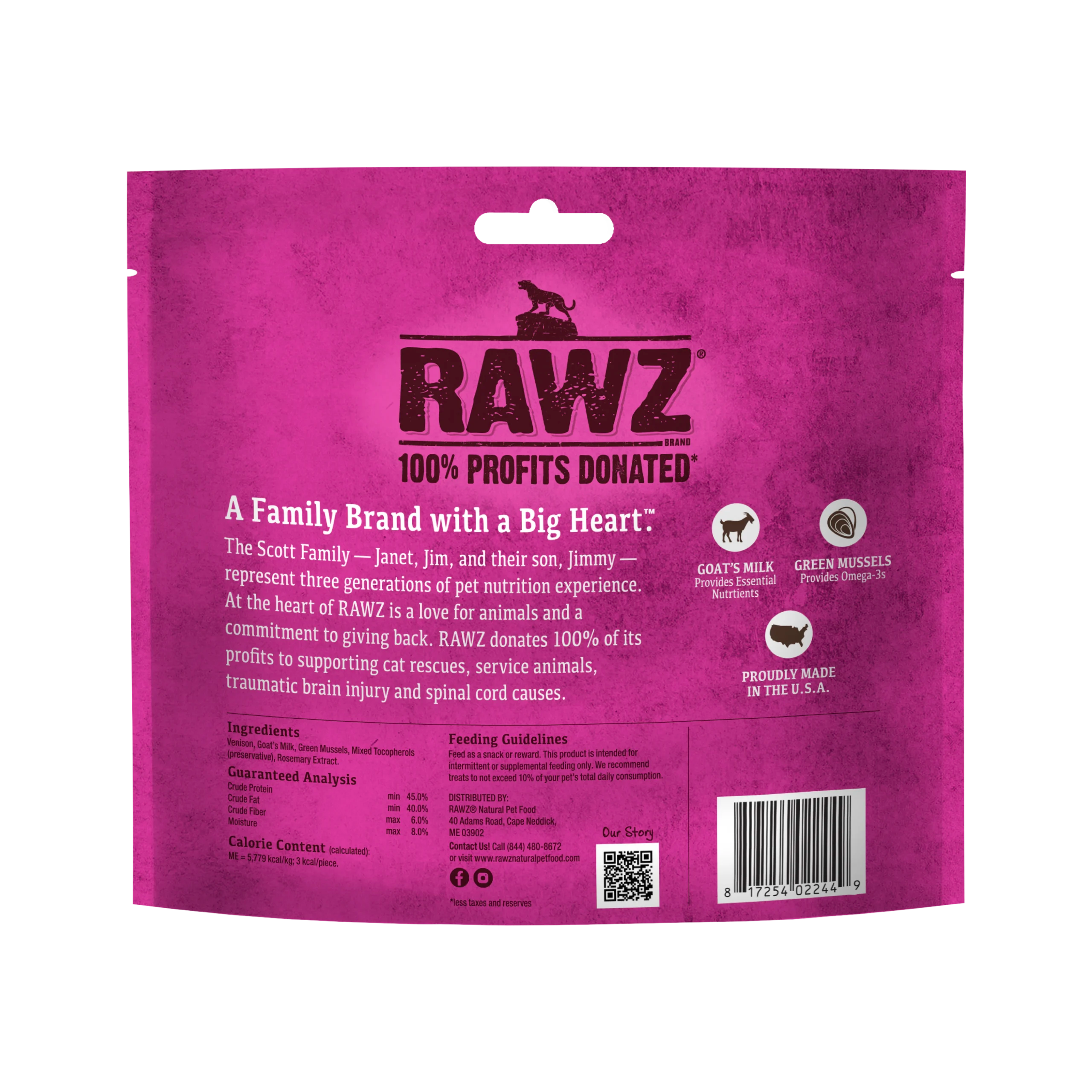 RAWZ - Raw Freeze Dried Venison & Goat Milk (Cat Treat)