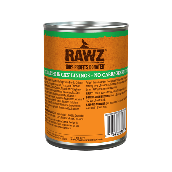 RAWZ 96% Chicken, Chicken Liver & Goat's Milk Pâté can back