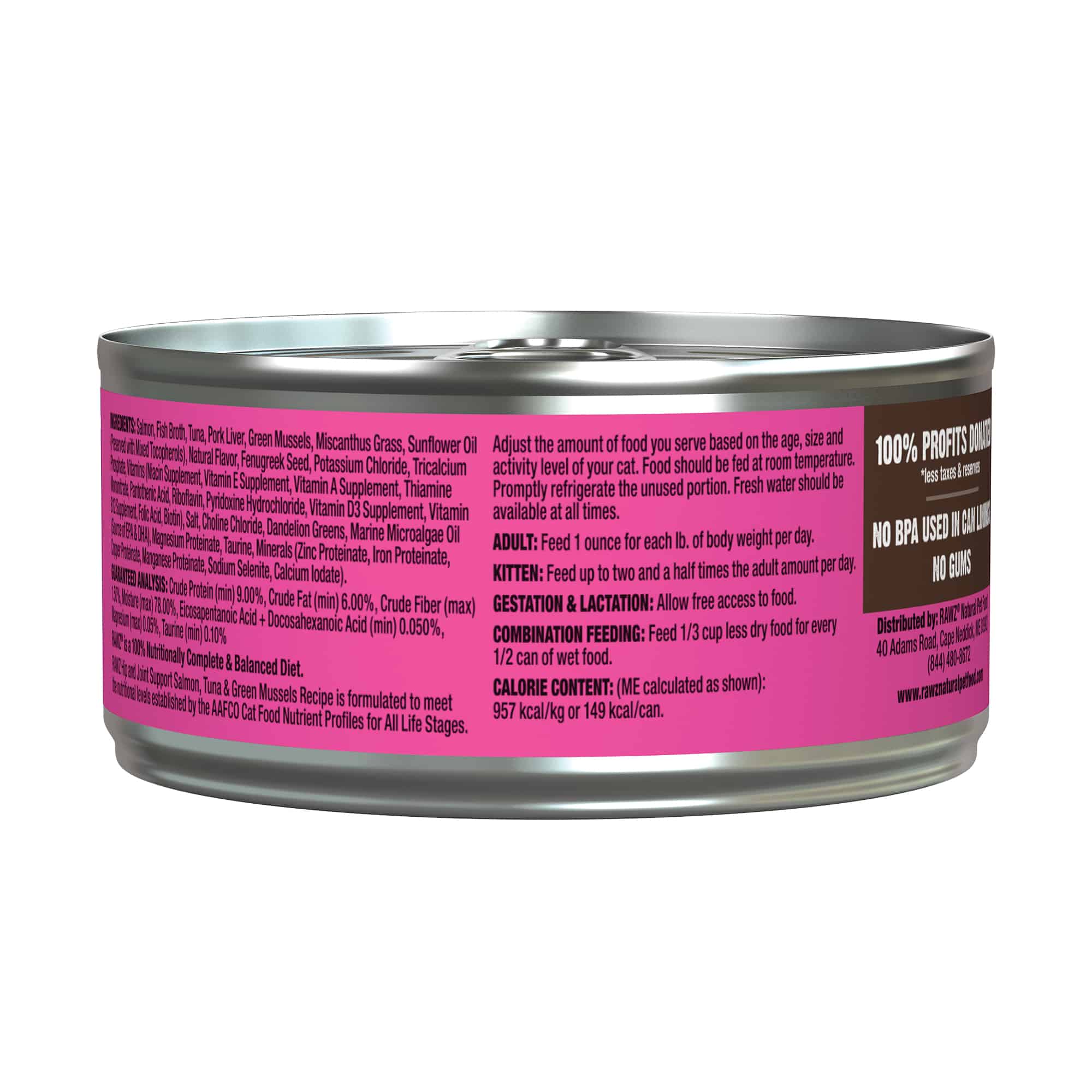 RAWZ - Hip & Joint Support Salmon, Tuna & Green Mussels (Wet Cat Food)