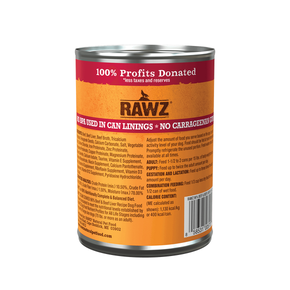 RAWZ - 96% Beef & Beef Liver Pate (Wet Dog Food)