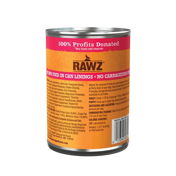 RAWZ - 96% Lamb & Lamb Liver Pate (Wet Dog Food)