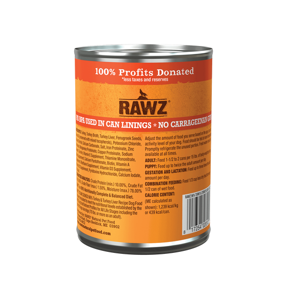 RAWZ - 96% Turkey & Turkey Liver Pate (Wet Dog Food)