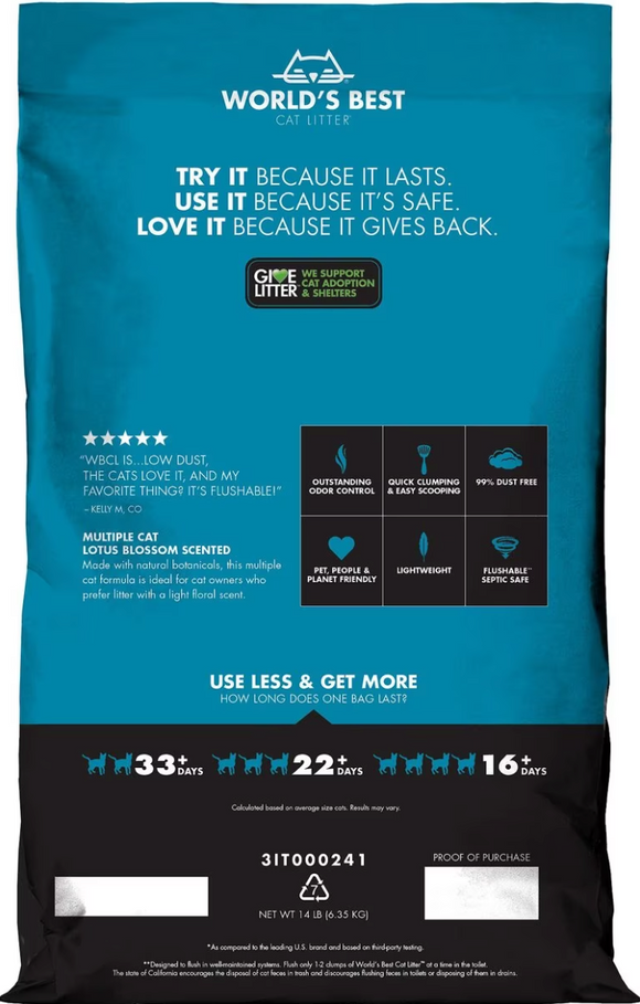 World's Best Cat Litter - Multiple Cat Lotus Blossom Scented