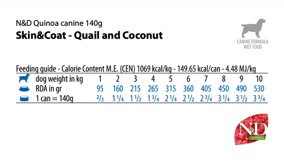 Farmina - N&D Quinoa Skin & Coat - Quail & Coconut Recipe (Wet Dog Food)