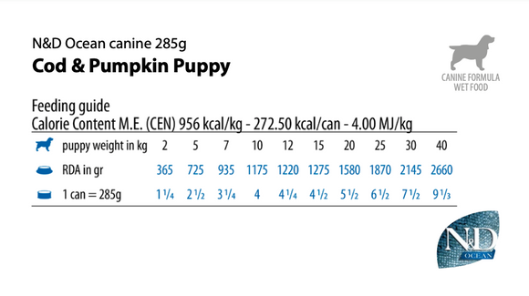 Farmina - N&D Ocean - Cod & Pumpkin Puppy Recipe (Wet Dog Food)