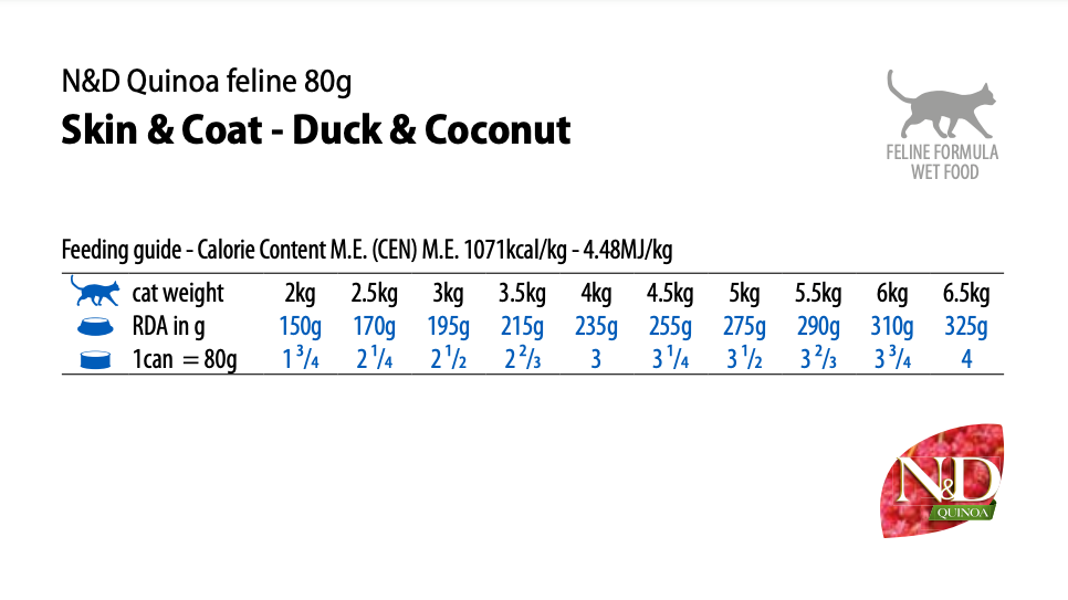 Farmina - N&D Quinoa Skin & Coat - Duck and Coconut Recipe (Wet Cat Food)