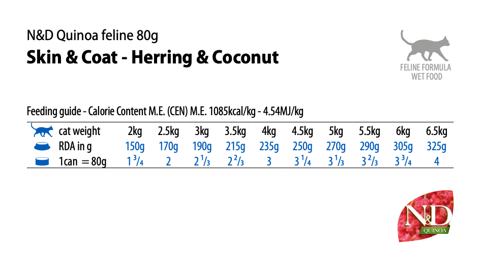 Farmina - N&D Quinoa - Skin & Coat Herring and Coconut Recipe (Wet Cat Food)