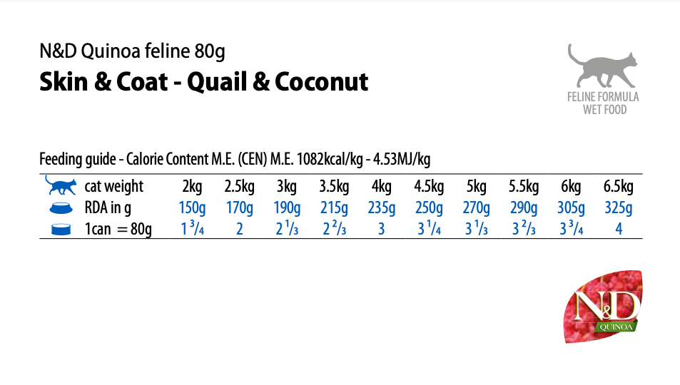 Farmina - N&D Quinoa - Skin & Coat Quail and Coconut Recipe (Wet Cat Food)