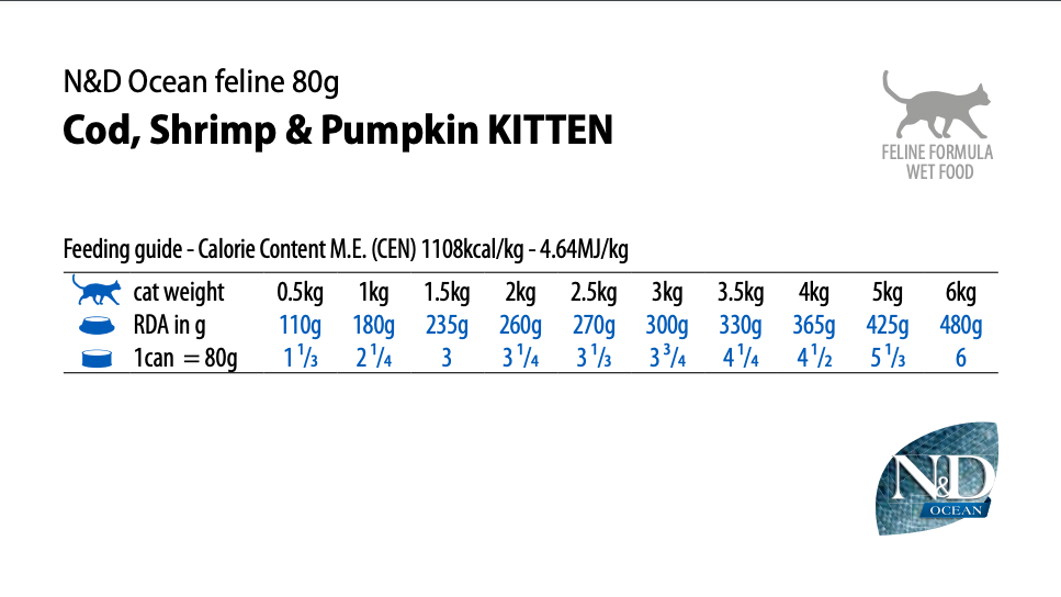 Farmina - N&D Ocean -  Cod, Shrimp and Pumpkin Kitten Recipe (Wet Cat Food)
