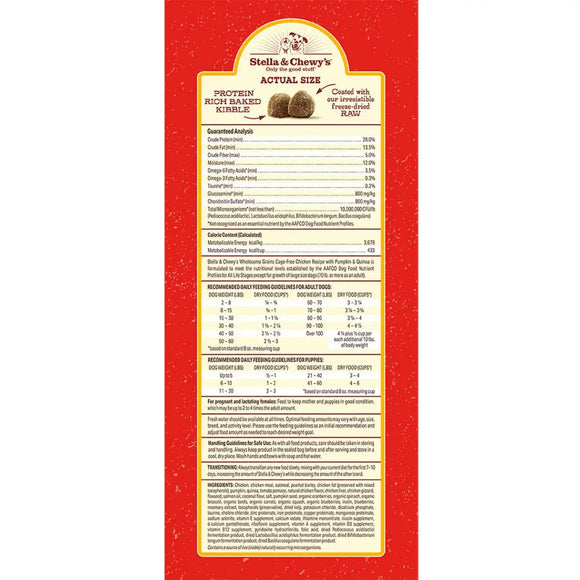 Stella & Chewy's - Chicken Recipe with Pumpkin & Quinoa Raw Coated Kibble Wholesome Grains(Dry Dog Food)