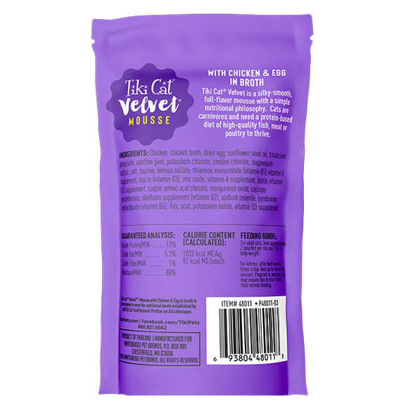 Tiki Cat - Velvet Mousse - Chicken & Egg Recipe (For Cats)