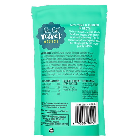 Tiki Cat - Velvet Mousse - Tuna & Chicken Recipe (For Cats)