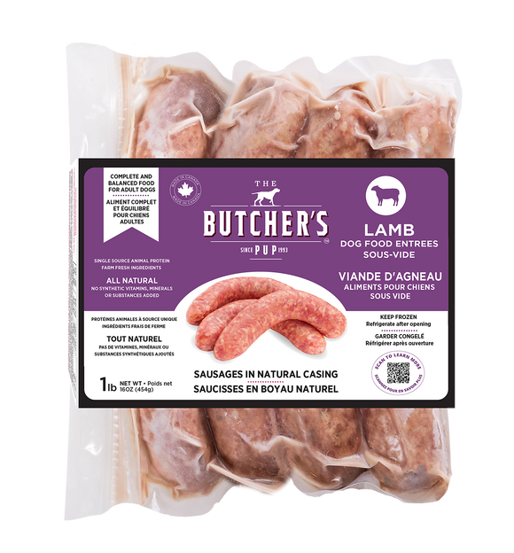 The Butcher's Pup - Lamb Sous-Vide Sausages (For Dogs) - Frozen Product