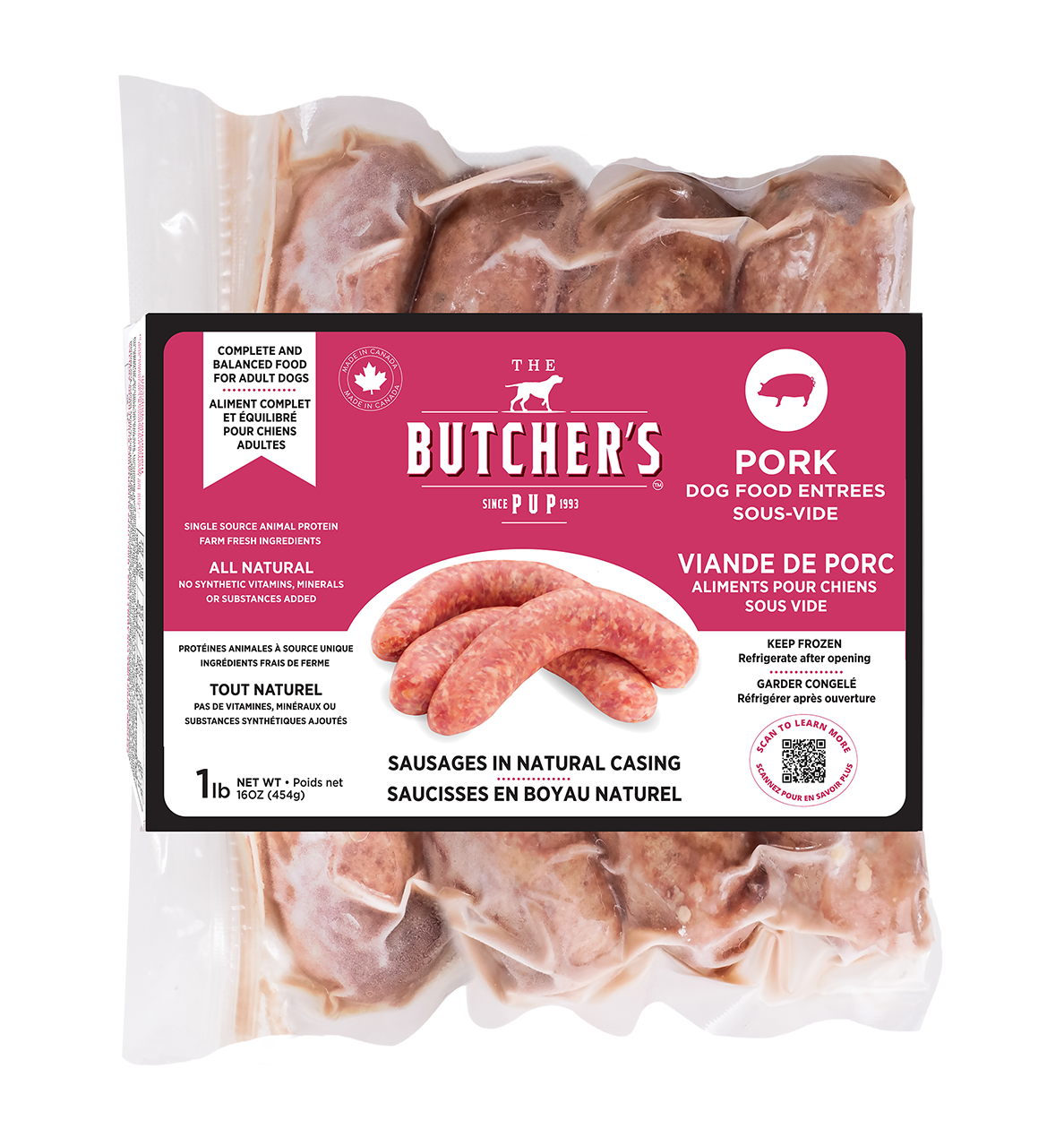 The Butcher's Pup - Pork Sous-Vide Sausages (For Dogs) - Frozen Product