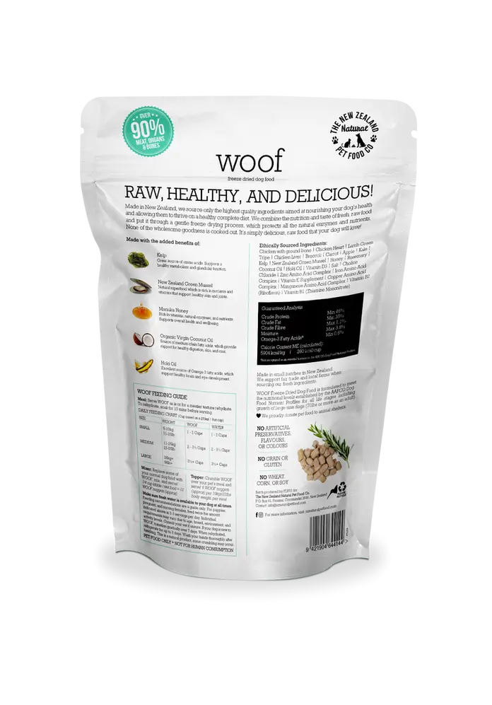 The NZ Natural Pet Food Co. | Woof | Freeze-Dried Chicken (For Dogs) | Pet Store Toronto