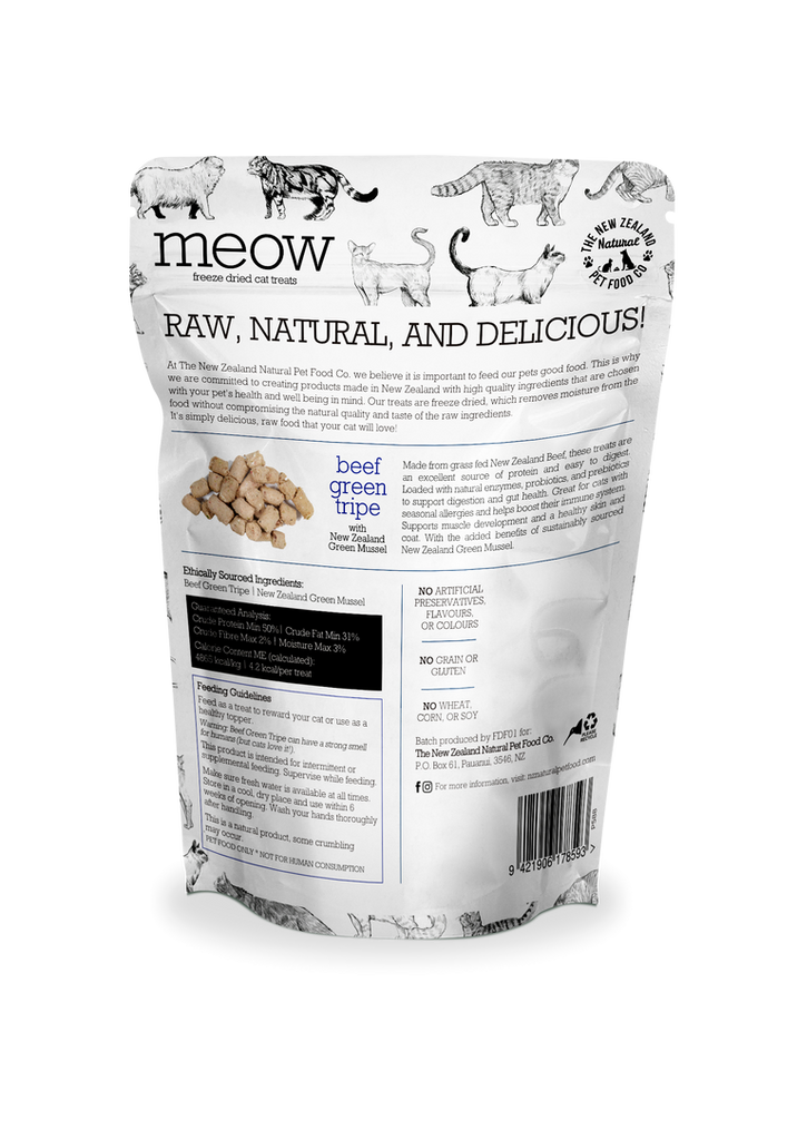 The NZ Natural Pet Food Co. - meow - Freeze Dried Beef Tripe (Treat For Cats)