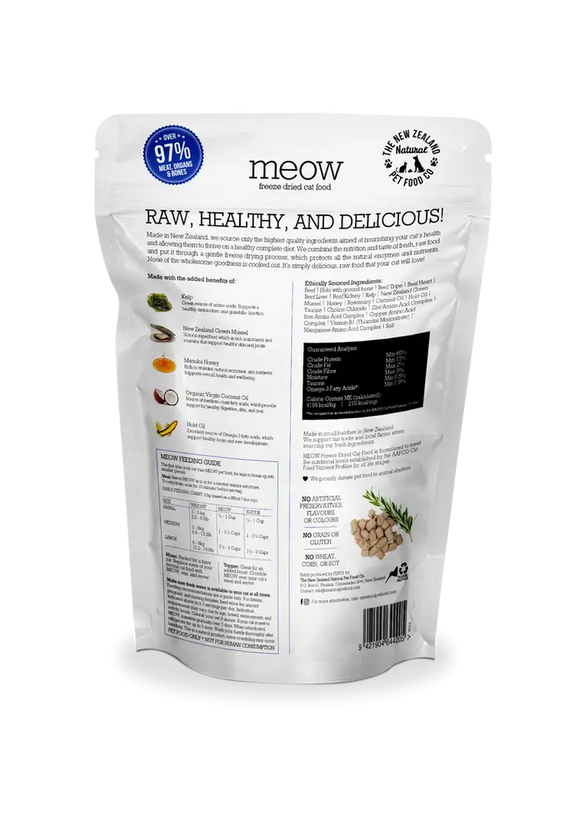 The NZ Natural Pet Food Co. | meow | Freeze Dried Beef & Hoki Recipe (For Cats) - Pet Store Toronto