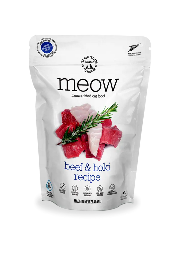The NZ Natural Pet Food Co. | meow | Freeze Dried Beef & Hoki Recipe (For Cats) - Pet Store Toronto