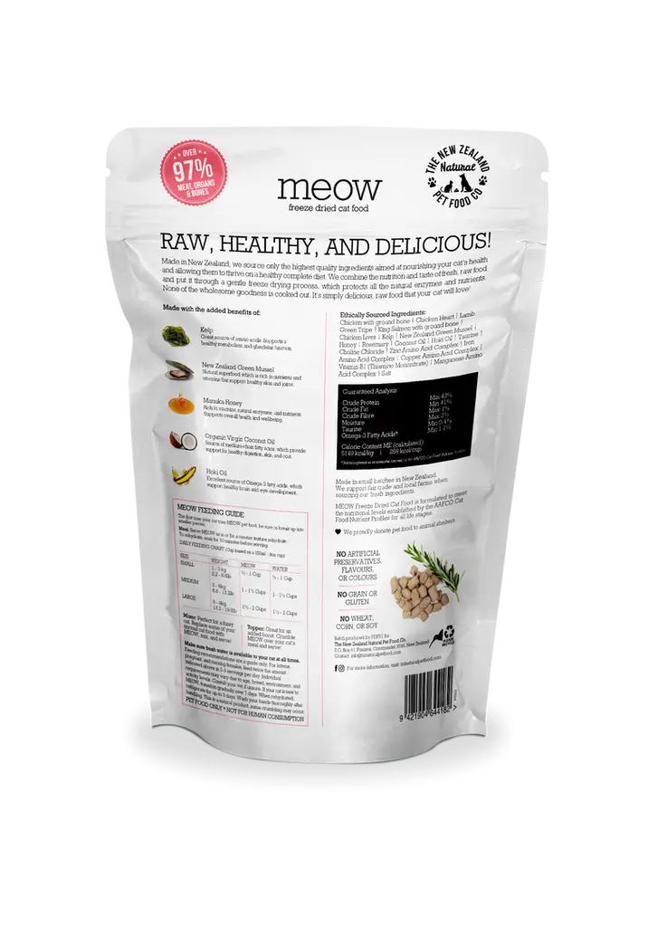  The NZ Natural Pet Food Co. | meow | Freeze Dried Chicken & King Salmon Recipe | Cat Food